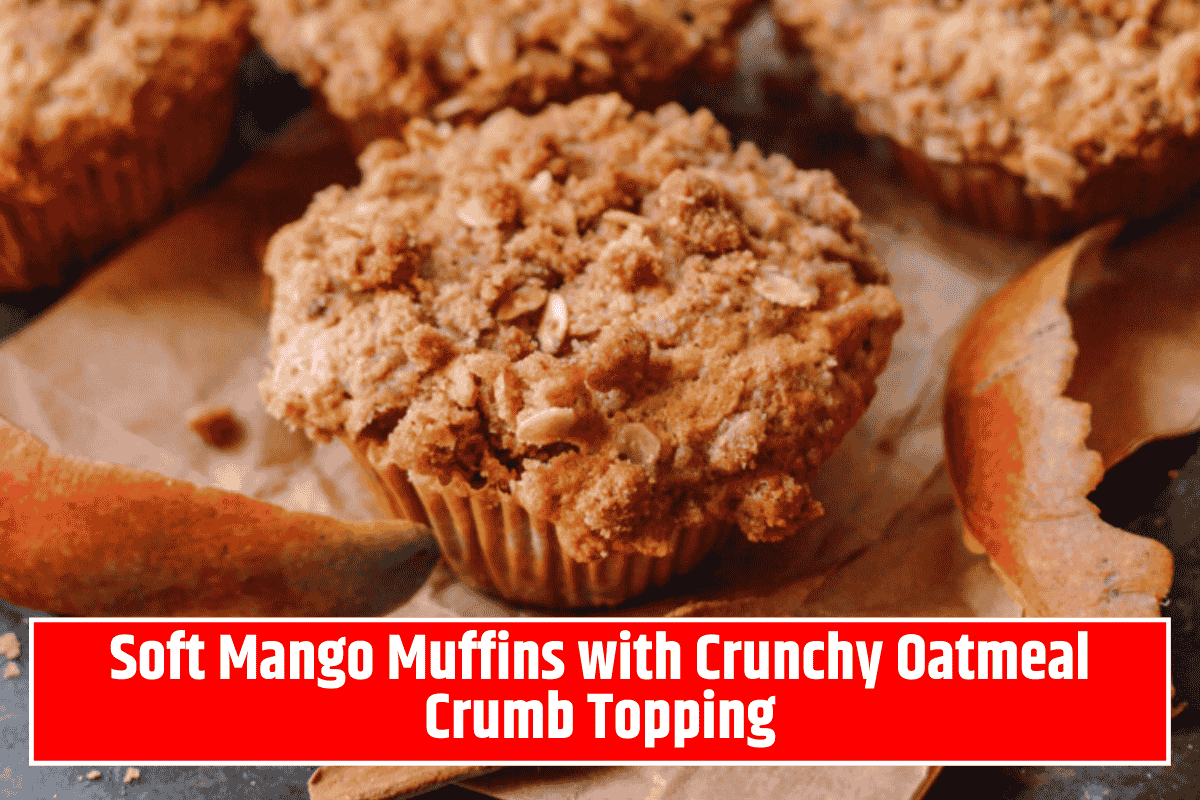 Soft Mango Muffins with Crunchy Oatmeal Crumb Topping